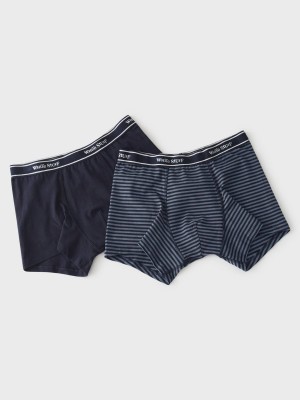 White Stuff 2pack Boxers Plain And Stripe Navy Multi | 463285JVY