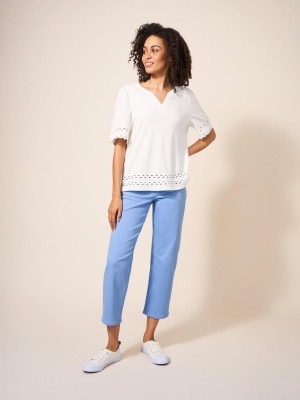 White Stuff Blake Straight Crop Jeans Mid Blue | 379421XWV