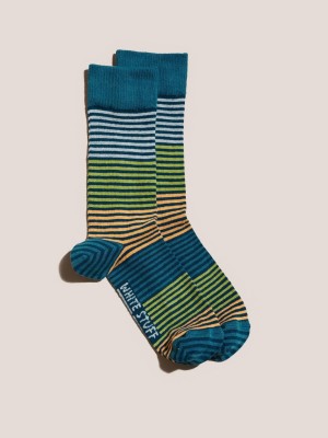 White Stuff Block Stripe Sock Teal Multi | 259873XCZ