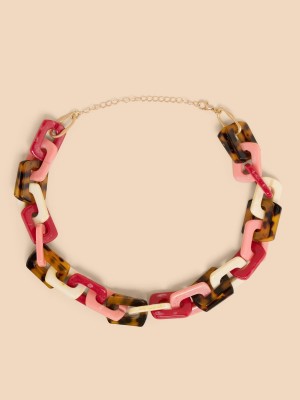 White Stuff Briar Resin Chain Necklace Pink Multi | 609214FPE