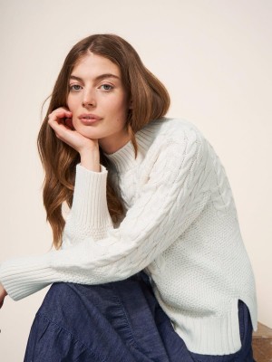 White Stuff Cable Yoke Jumper Pale Ivory | 412097SNL