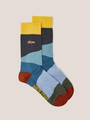 White Stuff Car Embroidered Ankle Sock Teal Multi | 487230ZGV