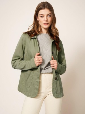 White Stuff Carrie Regular Fit Denim Jacket Mid Green | 601594AZD