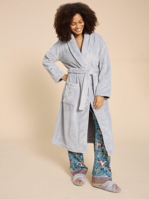 White Stuff Clover Cosy Dressing Gown Light Grey | 105728ECD