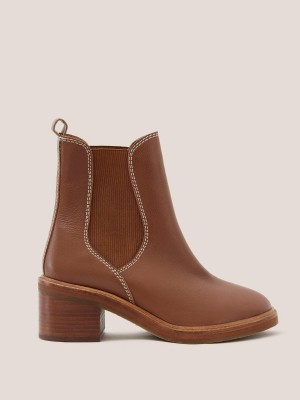 White Stuff Connie Leather Chelsea Boot Mid Tan | 953462VWL