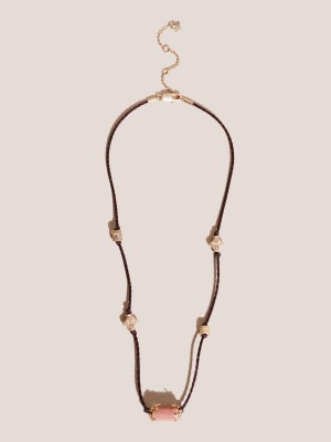 White Stuff Cord Stone Necklace Dusty Pink | 928510HAJ