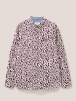 White Stuff Dandelion Printed Shirt Dk Plum | 682730OAK