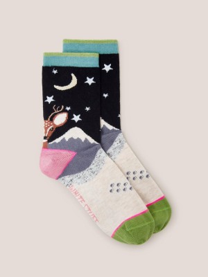 White Stuff Deer To Me Ankle Sock Black Multi | 409385KNT