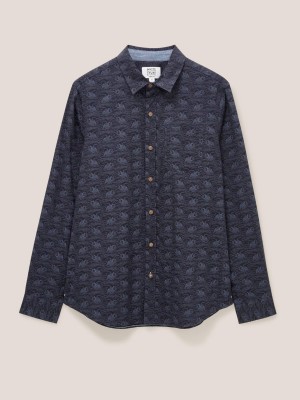 White Stuff Duck Printed Shirt Dark Navy | 524790KTA