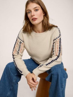 White Stuff Embroidered Jumper Natural Multi | 845930ZRB