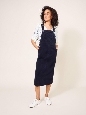 White Stuff Emmie Organic Cord Midi Pinny Dark Navy | 493710HVL