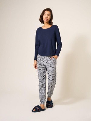 White Stuff Eva Jersey Pj Top Dark Navy | 580271XWK