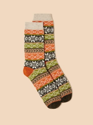 White Stuff Fairisle Wool Ankle Socks Green Multi | 352487DVM