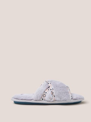 White Stuff Faux Fur Mule Slipper Mid Grey | 257130GCV