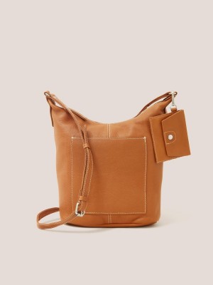 White Stuff Fern Leather Crossbody Bag Mid Tan | 578023ZTH