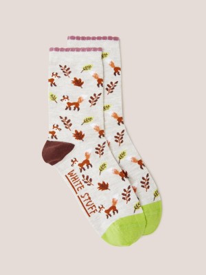 White Stuff Fluffy Fox Ankle Sock Natural Multi | 398650LZK