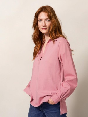 White Stuff Fran Plain Shirt Mid Pink | 875206HGU