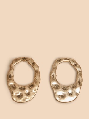 White Stuff Giacinta Hammered Earring Gold Tone Metallic | 479621GLZ