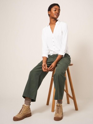 White Stuff Harper Wide Leg Trouser Dark Green | 739851UZJ