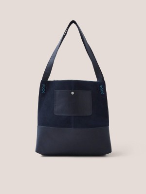 White Stuff Hettie Leather Tote Dark Navy | 815209MUE