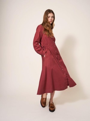 White Stuff Jade Cord Shirt Midi Dress Mid Plum | 241937WKM