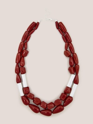 White Stuff Jasmine Bead Necklace Deep Red | 263091NKS