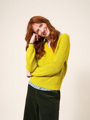 White Stuff Jennie Rib Jumper Mid Chartreuse | 325640TFR