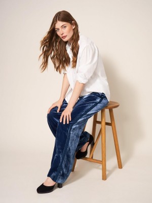 White Stuff Jenny Velvet Wide Leg Trouser Deep Blue | 725096GZJ