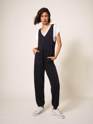 White Stuff Lainey Jersey Jumpsuit Pure Black | 562403NUJ