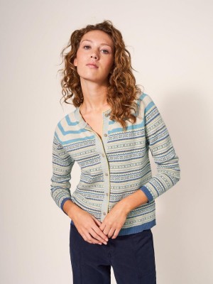 White Stuff Lulu Stripe Cardigan Teal Multi | 195032HNK