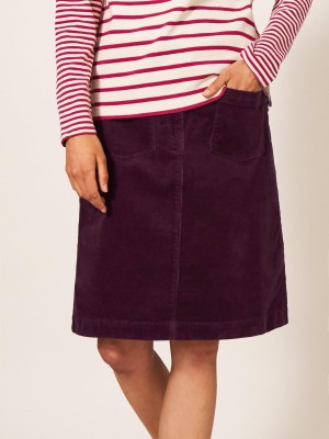 White Stuff Melody Organic Cord Skirt Dk Plum | 356472VJD