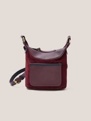 White Stuff Mini Fleur Suede Crossbody Dk Plum | 963140PSG