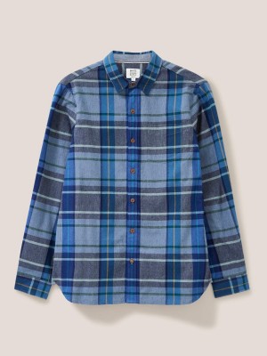 White Stuff Moxley Brushed Check Shirt Mid Blue | 574261USI