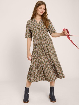 White Stuff Naya Soft Jersey Dress Chartreuse Print | 921863UEG