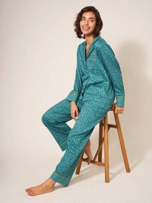 White Stuff Nina Organic Pj Bottom Teal Multi | 853904YXH