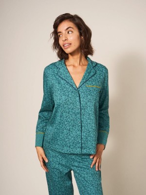 White Stuff Nina Organic Pj Shirt Teal Multi | 279613DZX