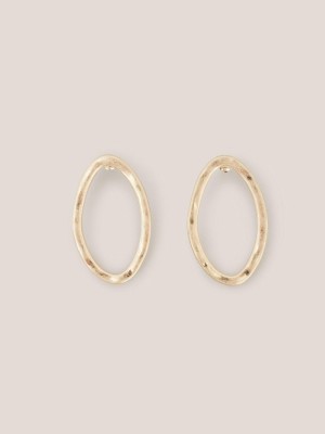 White Stuff Oval Hammered Earrings Gold Tone Metallic | 305749XNU