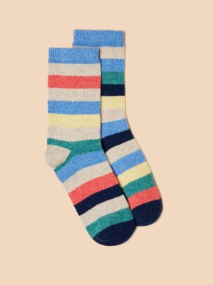 White Stuff Pop Stripe Wool Blend Sock Grey Multi | 981406CBL