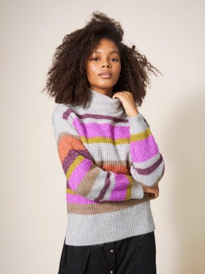 White Stuff Rainbow Stripe Jumper Natural Multi | 712038DLQ