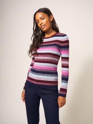 White Stuff Ribbed Jumper Purple Multi | 286905XOP