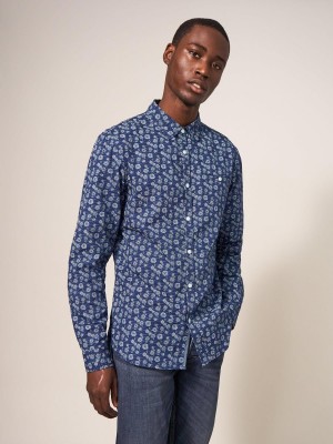 White Stuff Scattered Flower Printed Shirt Dark Navy | 987103YOC