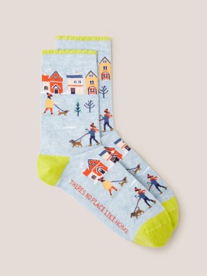 White Stuff Scenic House Ankle Socks Blue Multi | 617058VLN