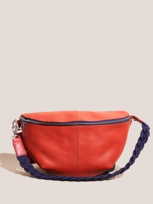 White Stuff Sebby Leather Sling Bag Bright Orange | 239785ASR