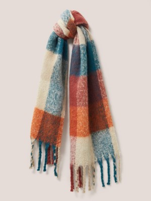 White Stuff Shelly Woven Check Scarf Orange Multi | 590812YVC