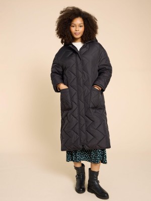 White Stuff Sloane Padded Coat Pure Black | 792630EQY