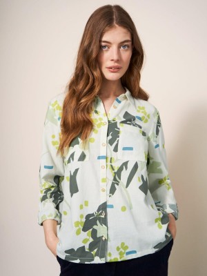 White Stuff Sophie Organic Cotton Shirt Ivory Print | 406598YWI