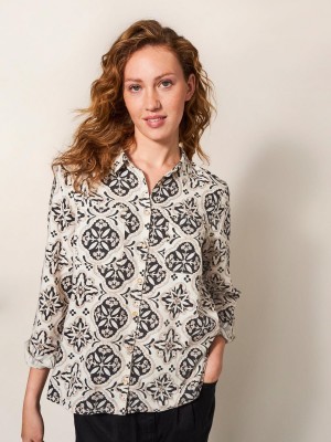 White Stuff Sophie Organic Cotton Shirt Natural Multi | 432701XQI