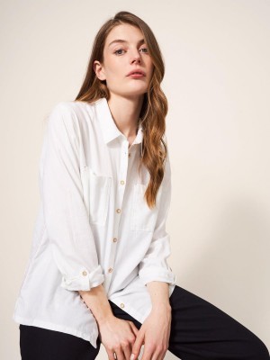 White Stuff Sophie Organic Cotton Shirt Pale Ivory | 639841YXF