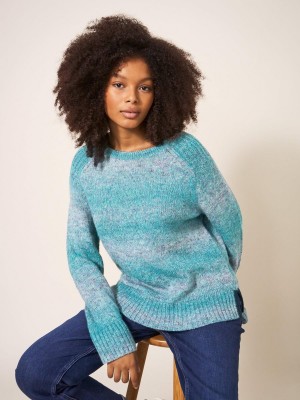 White Stuff Space Dye Wool Jumper Teal Multi | 592073VKJ