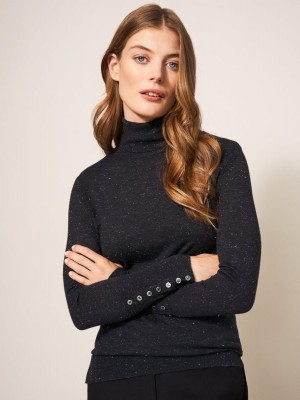 White Stuff Sparkle Roll Neck Jumper Charcoal Grey | 036214DXO